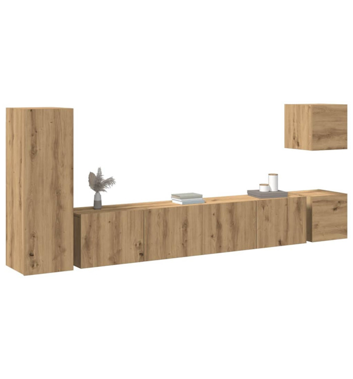 Ensemble de meuble TV mural 5 pcs chêne artisanal | Mobilier & Déco