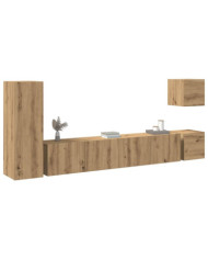 Ensemble de meuble TV mural 5 pcs chêne artisanal | Mobilier & Déco