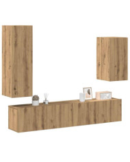 Ensemble de meuble TV mural 4 pcs chêne artisanal | Mobilier & Déco
