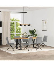 Chaises à manger lot de 6 gris clair tissu | Mobilier & Déco