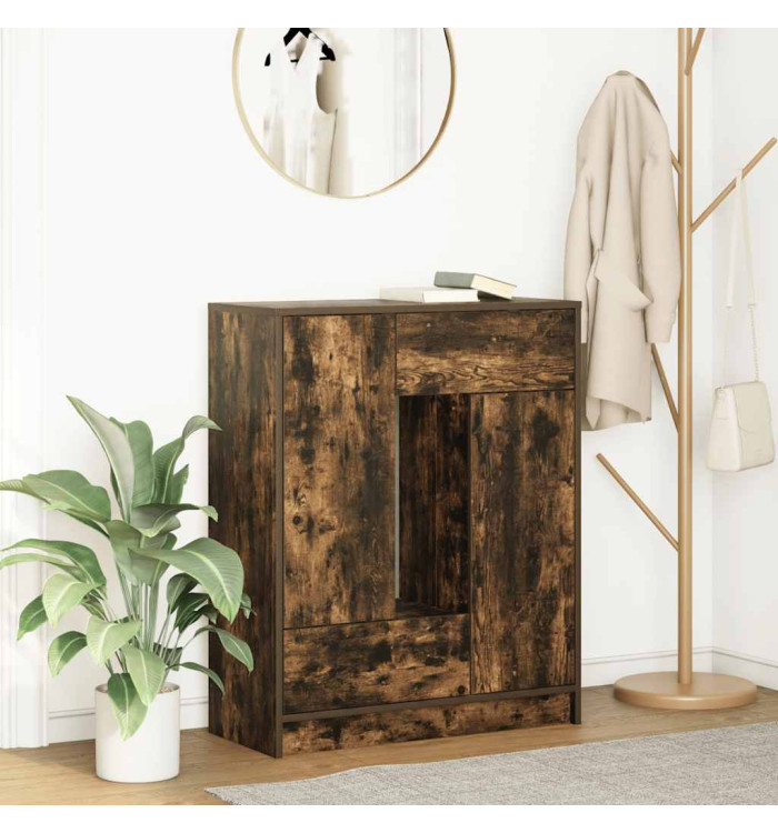 Buffet avec tiroirs et portes chêne fumé 73x31x90 cm | Mobilier & Déco