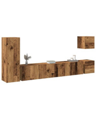 Ensemble de meuble TV mural 5 pcs vieux bois bois d'ingénierie | Mobilier & Déco