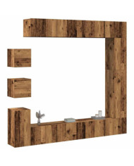 Ensemble de meuble TV mural 9 pcs vieux bois bois d'ingénierie | Mobilier & Déco