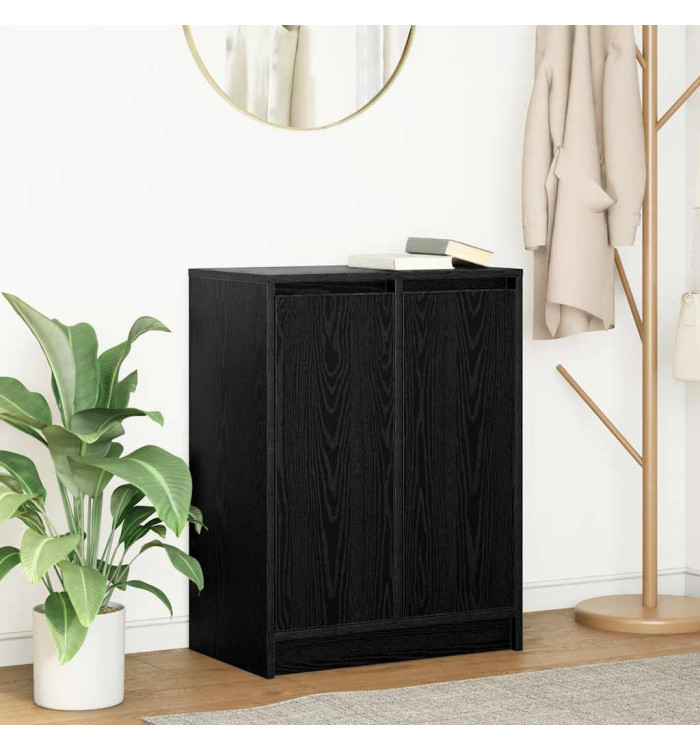 Buffet chêne noir 57x34x76 cm bois d'ingénierie | Mobilier & Déco