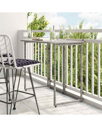 Table de jardin pliante gris 90 x 51 x 75 cm polyrotin | Mobilier & Déco