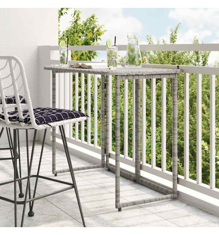 Table de jardin pliante gris 90 x 51 x 75 cm polyrotin | Mobilier & Déco