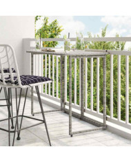 Table de jardin pliante gris 90 x 51 x 75 cm polyrotin | Mobilier & Déco