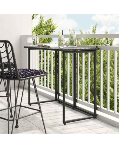 Table de jardin pliante noir 90 x 51 x 75 cm polyrotin | Mobilier & Déco
