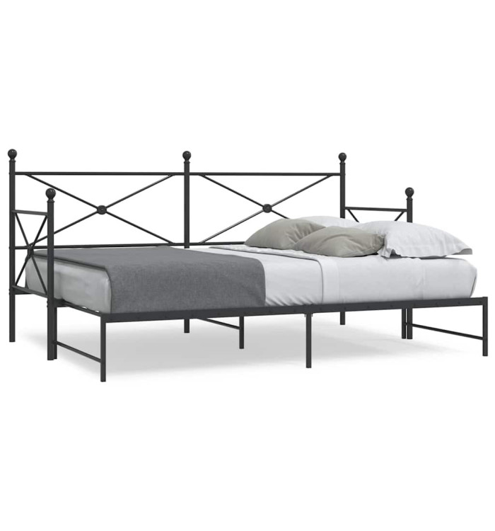 Lit de jour avec gigogne sans matelas noir 90x200 cm acier | Mobilier & Déco