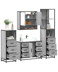 Ensemble de meubles de salle de bain 4 pcs sonoma gris | Mobilier & Déco