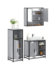 Ensemble de meubles de salle de bain 3 pcs Sonoma gris | Mobilier & Déco