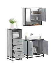 Ensemble de meubles de salle de bain 3 pcs Sonoma gris | Mobilier & Déco