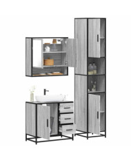 Ensemble de meubles de salle de bain 3 pcs Sonoma gris | Mobilier & Déco