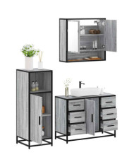 Ensemble de meubles de salle de bain 3 pcs Sonoma gris | Mobilier & Déco