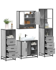 Ensemble de meubles de salle de bain 4 pcs sonoma gris | Mobilier & Déco