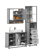 Ensemble de meubles de salle de bain 3 pcs sonoma gris | Mobilier & Déco