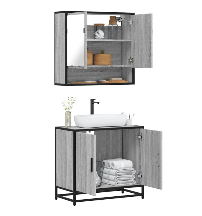 Ensemble de meubles de salle de bain 2 pcs Sonoma gris | Mobilier & Déco