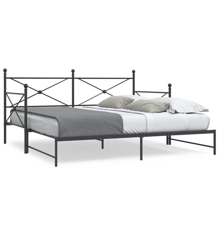 Lit de jour avec gigogne sans matelas noir 100x200 cm acier | Mobilier & Déco