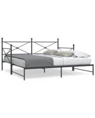 Lit de jour avec gigogne sans matelas noir 100x200 cm acier | Mobilier & Déco