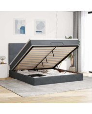Cadre de lit ottoman avec matelas gris foncé 200x200 cm velours | Mobilier & Déco