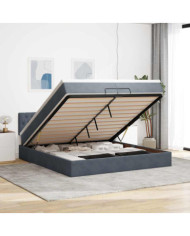 Cadre de lit ottoman avec matelas gris foncé 200x200 cm velours | Mobilier & Déco