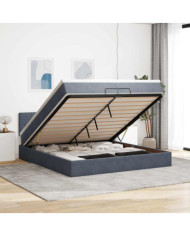 Cadre de lit ottoman avec matelas gris foncé 200x200 cm velours | Mobilier & Déco