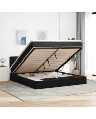 Cadre de lit ottoman avec matelas noir 200x200cm velours | Mobilier & Déco