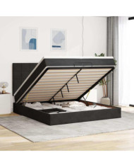 Cadre de lit ottoman avec matelas noir 200x200cm velours | Mobilier & Déco