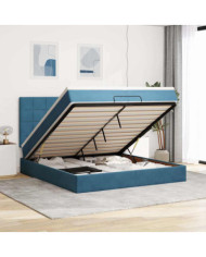 Cadre de lit ottoman avec matelas bleu foncé 200x200 cm velours | Mobilier & Déco