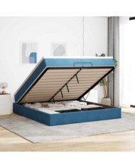 Cadre de lit ottoman avec matelas bleu foncé 200x200 cm velours | Mobilier & Déco