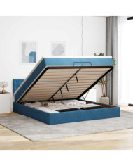 Cadre de lit ottoman avec matelas bleu foncé 200x200 cm velours | Mobilier & Déco