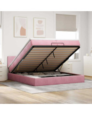 Cadre de lit ottoman avec matelas rose 200x200 cm velours | Mobilier & Déco