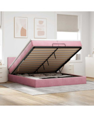 Cadre de lit ottoman avec matelas rose 200x200 cm velours | Mobilier & Déco