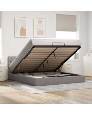 Lit ottoman avec matelas et LED Taupe 180x200cm tissu | Mobilier & Déco