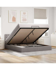 Cadre de lit ottoman avec matelas taupe 180x200 cm tissu | Mobilier & Déco