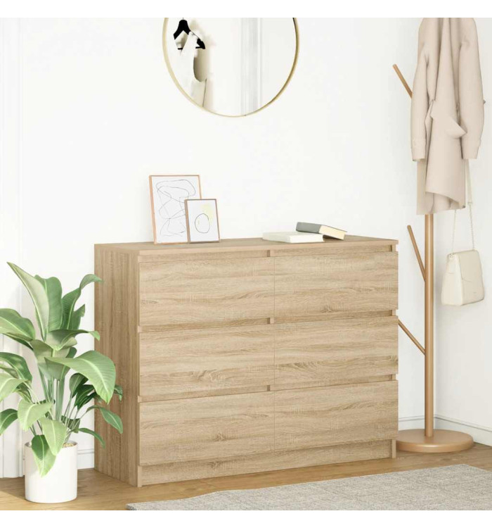 Buffet chêne sonoma 100x35x76 cm bois d'ingénierie | Mobilier & Déco