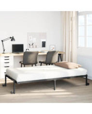 Cadre de lit sans matelas pliable noir 107x203 cm acier | Mobilier & Déco
