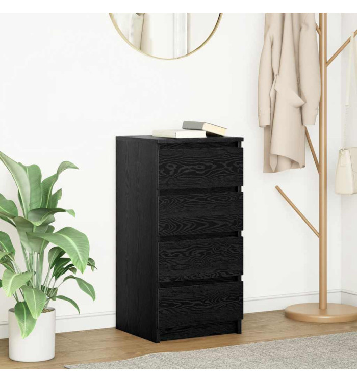 Buffet chêne noir 37,5x35x76 cm bois d'ingénierie | Mobilier & Déco