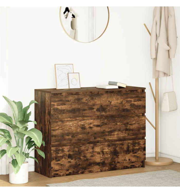 Buffet chêne fumé 100x35x76 cm bois d'ingénierie | Mobilier & Déco
