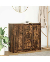 Buffet chêne fumé 85x34x76 cm bois d'ingénierie | Mobilier & Déco