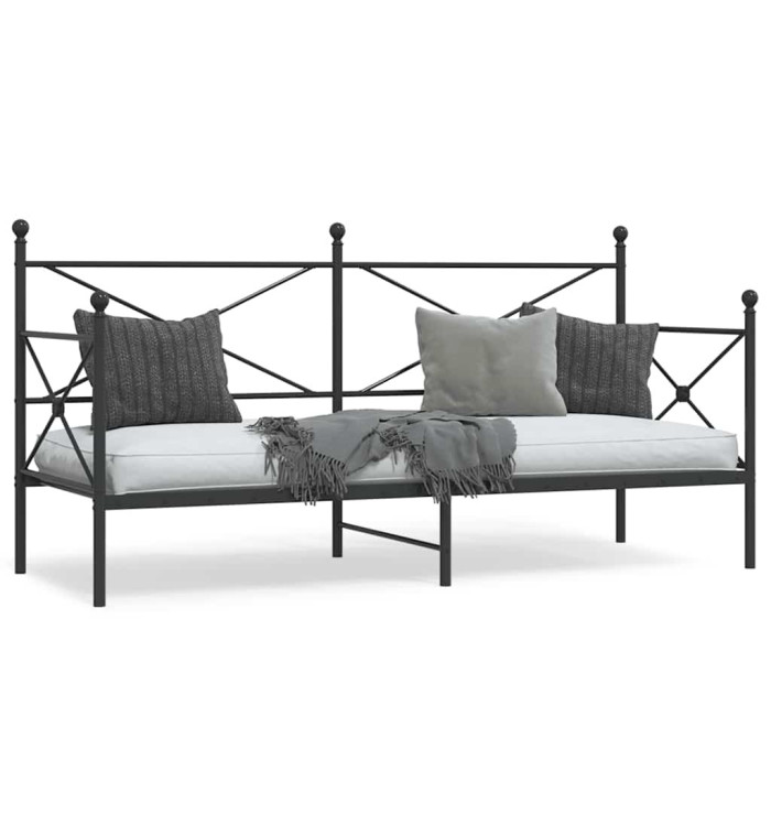 Lit de repos sans matelas noir 90x200 cm acier | Mobilier & Déco