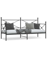 Lit de repos sans matelas noir 90x200 cm acier | Mobilier & Déco