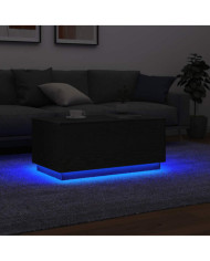 Table basse avec lumières LED chêne noir 90x49x40 cm | Mobilier & Déco
