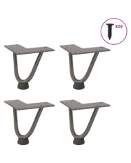 Pieds en épingle à cheveux pour table basse 4 pièces Acier naturel 10 cm Acier massif | Mobilier & Déco