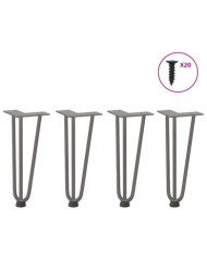 Pieds en épingle à cheveux pour table basse 4 pièces Acier naturel 30 cm Acier massif | Mobilier & Déco