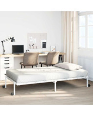 Cadre de lit sans matelas pliable blanc 100x190 cm acier | Mobilier & Déco