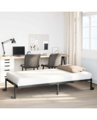 Cadre de lit sans matelas pliable noir 100x190 cm acier | Mobilier & Déco