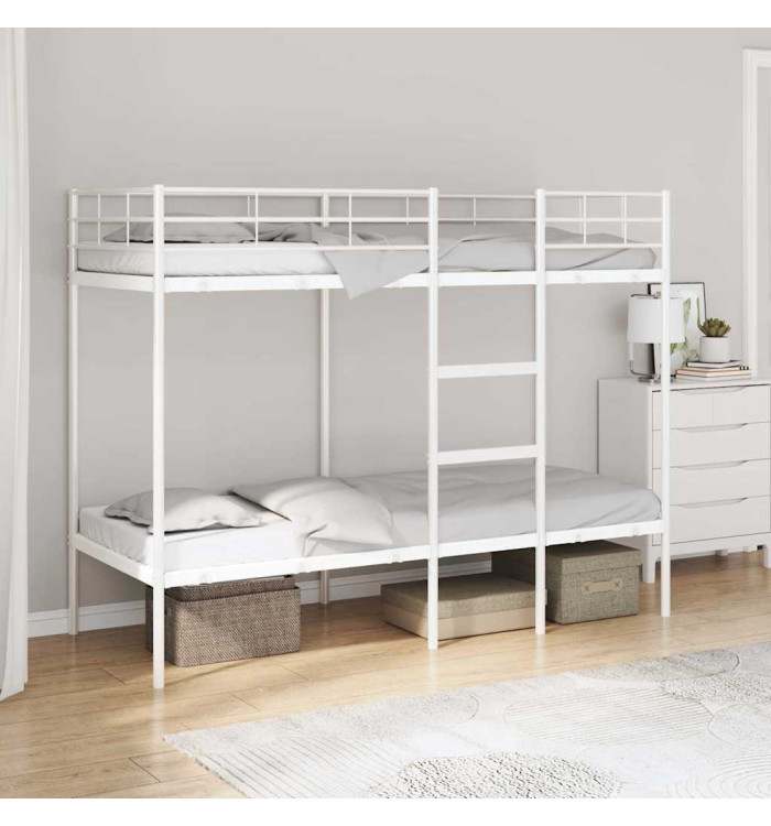 Lit superposé sans matelas blanc 75x190 cm acier | Mobilier & Déco
