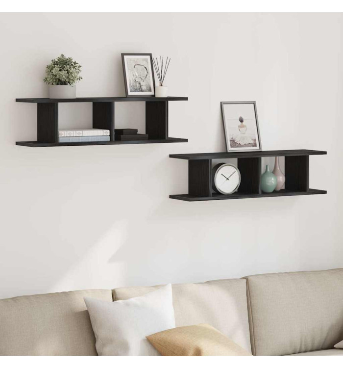 Étagères murales 2 pcs chêne noir 75x18x20 cm bois d'ingénierie | Mobilier & Déco
