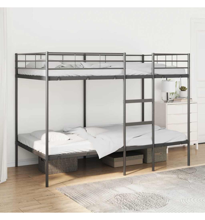 Lit superposé sans matelas noir 100x200 cm acier | Mobilier & Déco